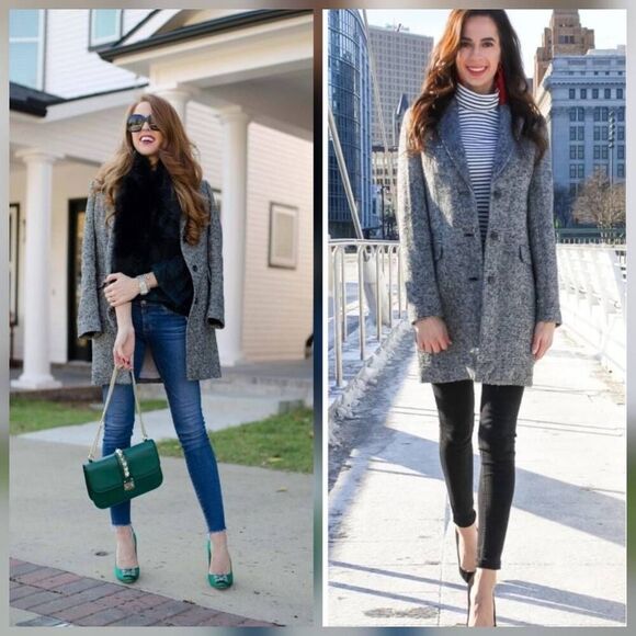 J. Crew Wool Blend Tweed Academia Old Money Topcoat / Top Coat Sz 8 - Picture 1 of 8